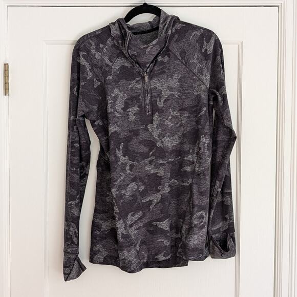 Lululemon Warm Stabilizer 1/2 Zip Hoodie in Incognito Camo, Women's Size 6 - Picture 2 of 5